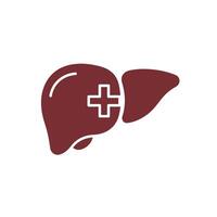 Liver icon with a cross on it vector