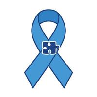 Blue ribbon with puzzle piece vector