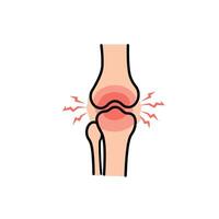 A knee joint with pain and red spots vector