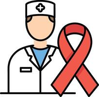 A doctor with a red ribbon and a red ribbon vector