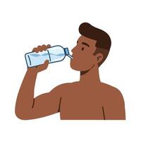 Man drinking water from a bottle illustration vector
