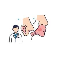 A doctor is looking at a patient's ear vector