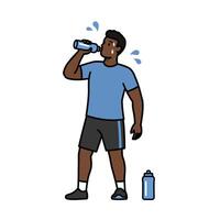 A man drinking water and holding a bottle vector