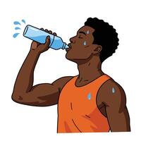 An illustration of a man drinking water from a bottle vector