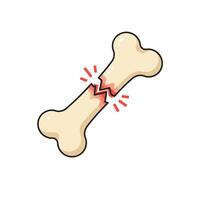 A broken bone with a red cross on it vector