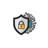 A shield with a lock on it vector