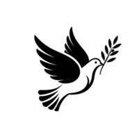 A black and white dove with an olive branch vector
