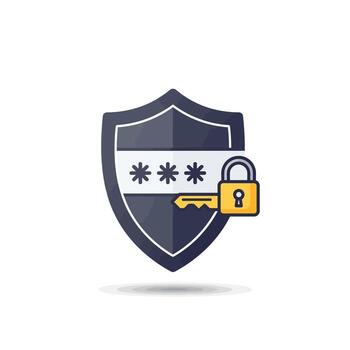 A shield with a lock and key icon vector