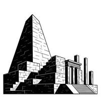 An illustration of a pyramid with columns vector