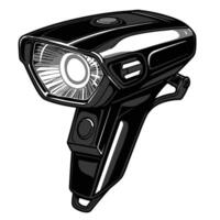 A black and white drawing of a flashlight vector