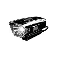 A black and white drawing of a bike light vector
