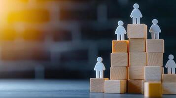 Building blocks symbolize teamwork and collaboration with figures photo
