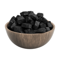 a bowl of black charcoal on a transparent background png
