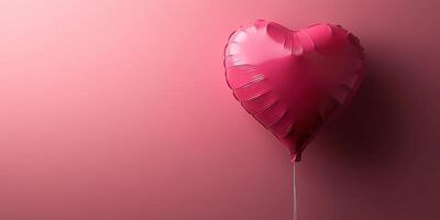 Heart-shaped balloon floats against a soft pink background, symbolizing love and celebration in a joyful atmosphere photo