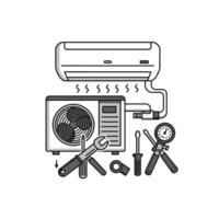 Air conditioner repair tools illustration vector