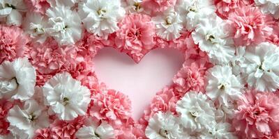 Heart shaped arrangement of pink and white flowers ideal for romantic celebrations and special occasions photo