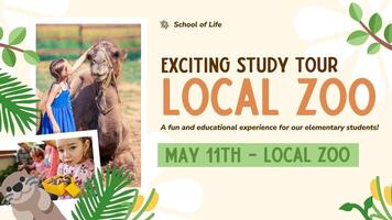 Flat Cute Animal Local Zoo Study Tour for Elementary School Presentation Template