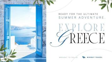 Blue Minimalistic Greece Tour Presentation for Travel Agency Template