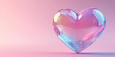 Iridescent heart shape resting on a soft pastel background during a serene moment photo