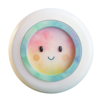 A white round light with a smiling face on it png