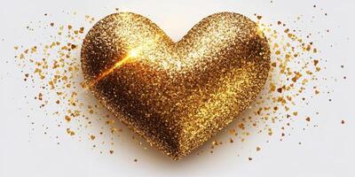 Golden glittering heart shaped design ideal for celebratory occasions and festive decorations photo