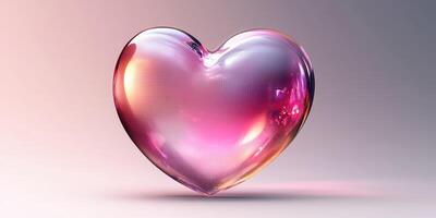 Colorful heart-shaped crystal with soft reflections glowing softly in warm light during sunset photo