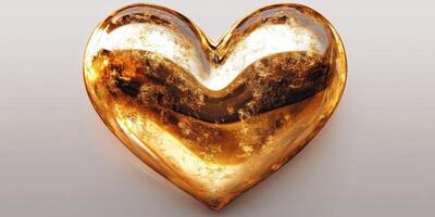 Gold heart sculpture representing love and affection in a contemporary design photo