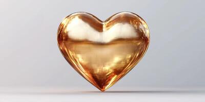 Heart-shaped golden sculpture reflecting light, showcasing craftsmanship and elegance in a minimalist setting photo