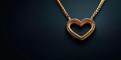 Gold heart necklace displayed on a dark background showcasing intricate design and craftsmanship photo