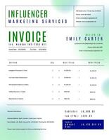 Clean Minimalistic Green Blue Invoice Template Design for Influencer Agency