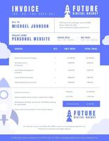 Bright Blue Creative Rocket Invoice for Digital Agency Template