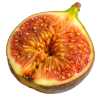A Closeup of a Halved Fig Showing its Vibrant Red Interior and Tiny Seeds png
