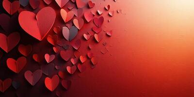 Bright red hearts create a vibrant pattern on a textured background, symbolizing love and affection in a creative celebration of emotion photo