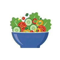 A bowl of salad with vegetables and peppers vector