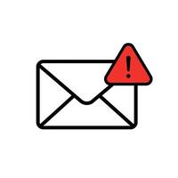 An email envelope with a red warning sign on it vector