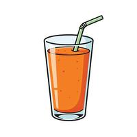 A glass of orange juice with a straw vector