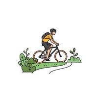 A man riding a bike on a path vector