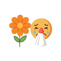 Sad emoji with flower and sad face vector