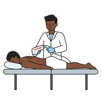 A man getting a massage from a doctor vector