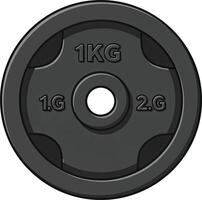 A black weight plate with the word 1kg on it vector