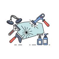 A set of tools and cleaning supplies on a white background vector