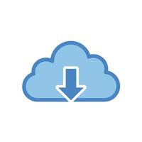 Cloud icon with arrow pointing down vector