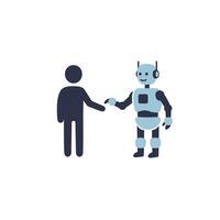 A robot shaking hands with a person vector