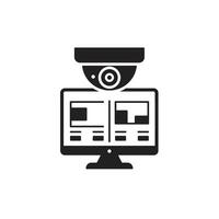 A black and white image of a monitor with a camera vector