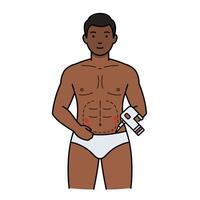 A man with a towel on his chest and a bottle of water vector