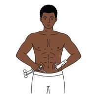 A man is holding a pair of scissors vector