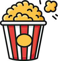A popcorn bucket with popcorn and a star on it. vector