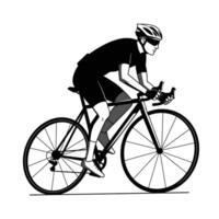 A black and white illustration of a cyclist vector