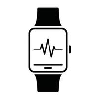 A black and white image of a smart watch with an ecg vector