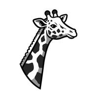 A giraffe head is shown in a black and white drawing vector